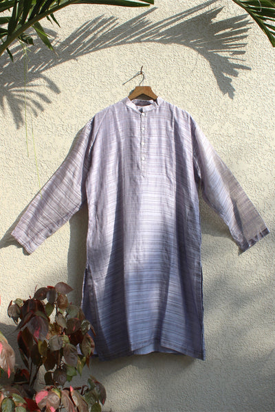 CHANDERI SILK MEN KURTA CHECKS PATTERN IN PURPLE HAZE