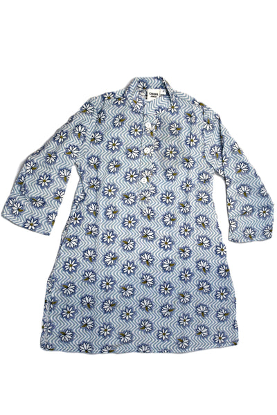 COTTON FLORAL PRINT BOYS KURTA IN BLUE