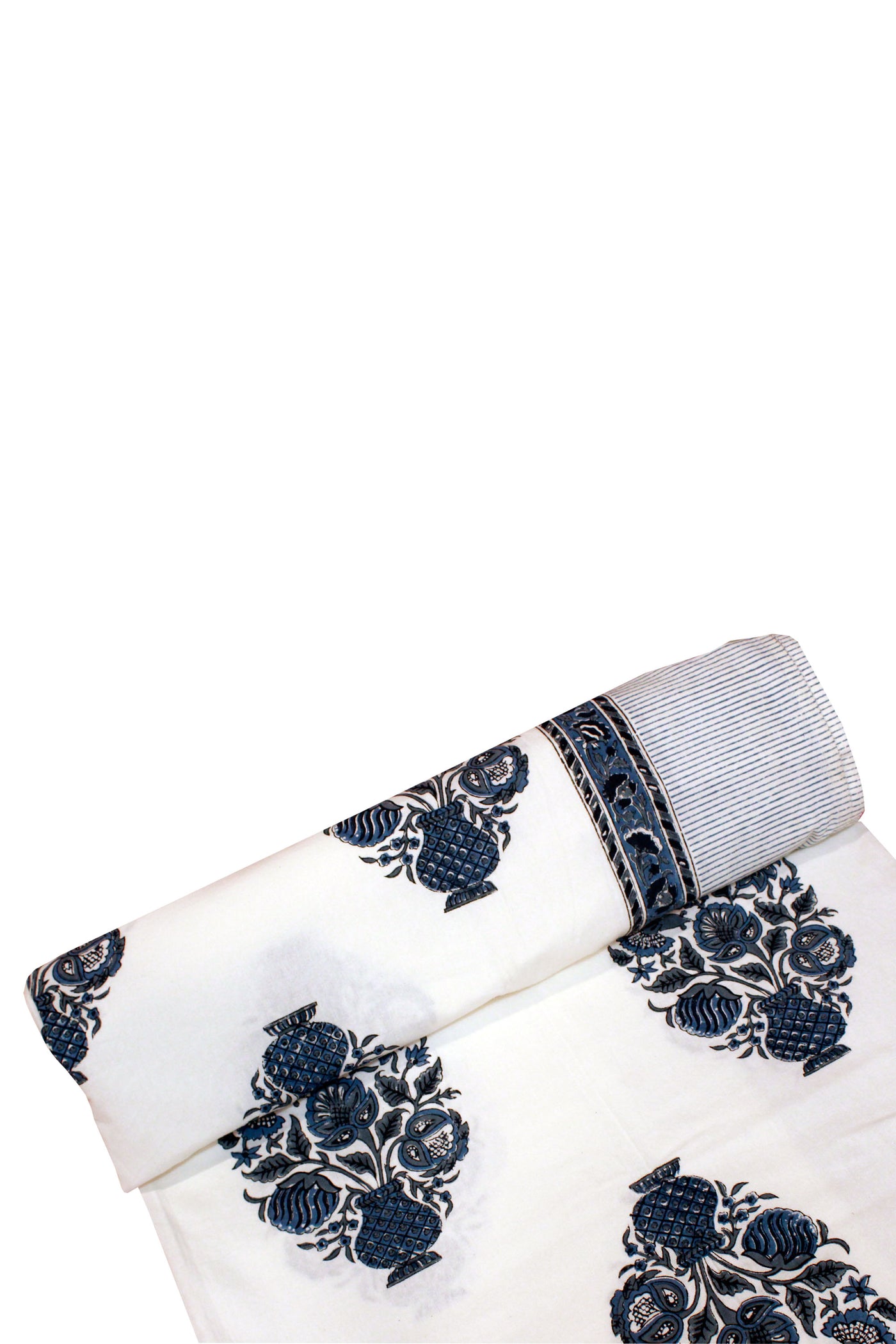 Cotton Mughal Buta Block Print Bedsheet in Blue