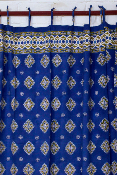 Curtain Mandna Hand Block Print in Midnight Blue