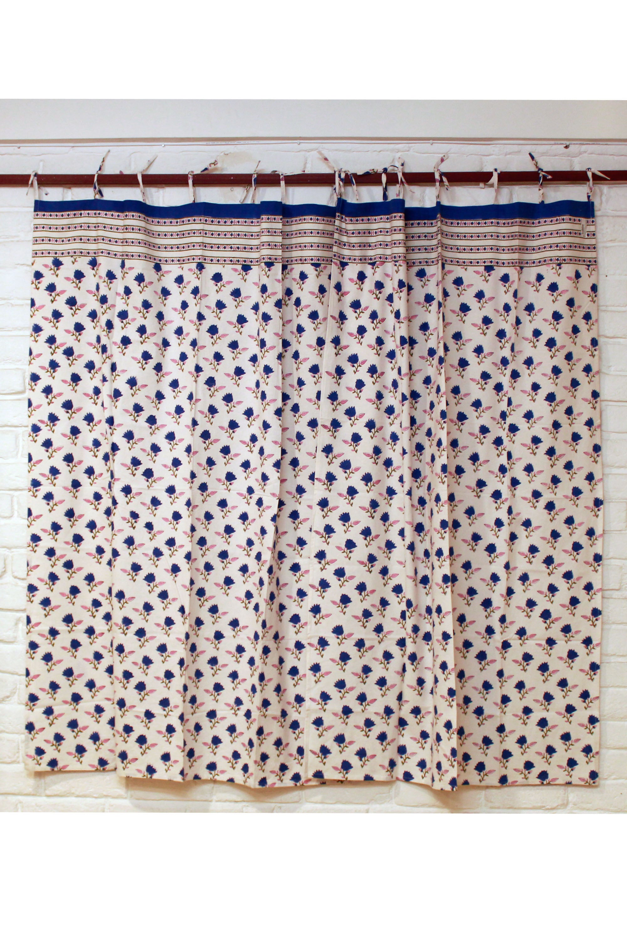 Curtain Flower Buta Hand Block Print in White – ChhipaPrints