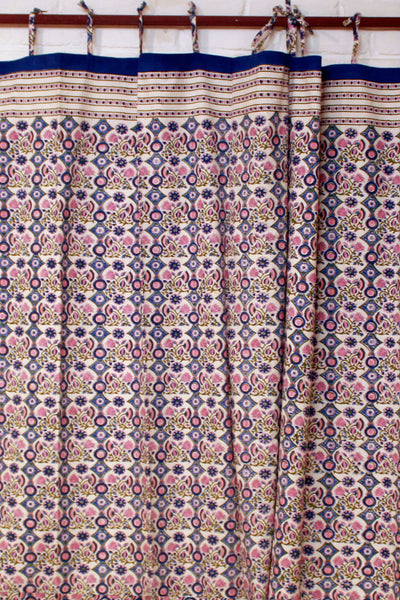 Curtain Chokdi Jaal Hand Block Print in Blue