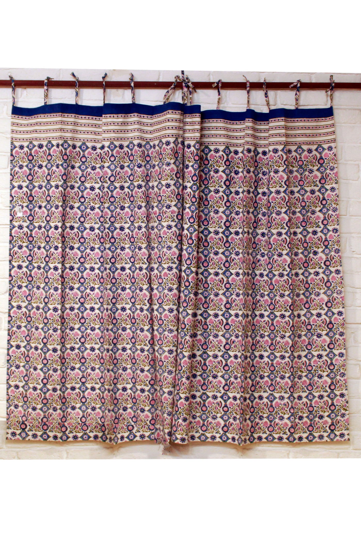 Curtain Chokdi Jaal Hand Block Print in Blue