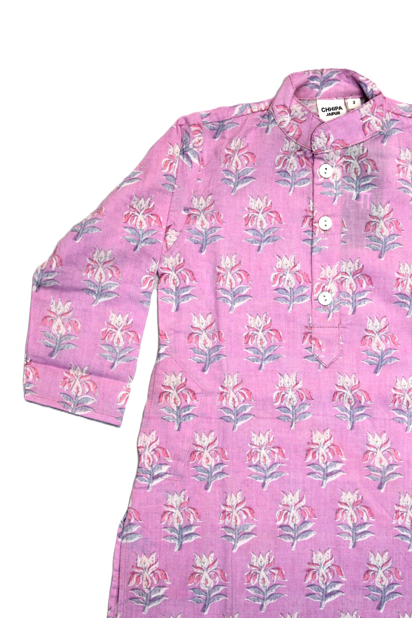 COTTON FLORAL PRINT BOYS KURTA IN PINK