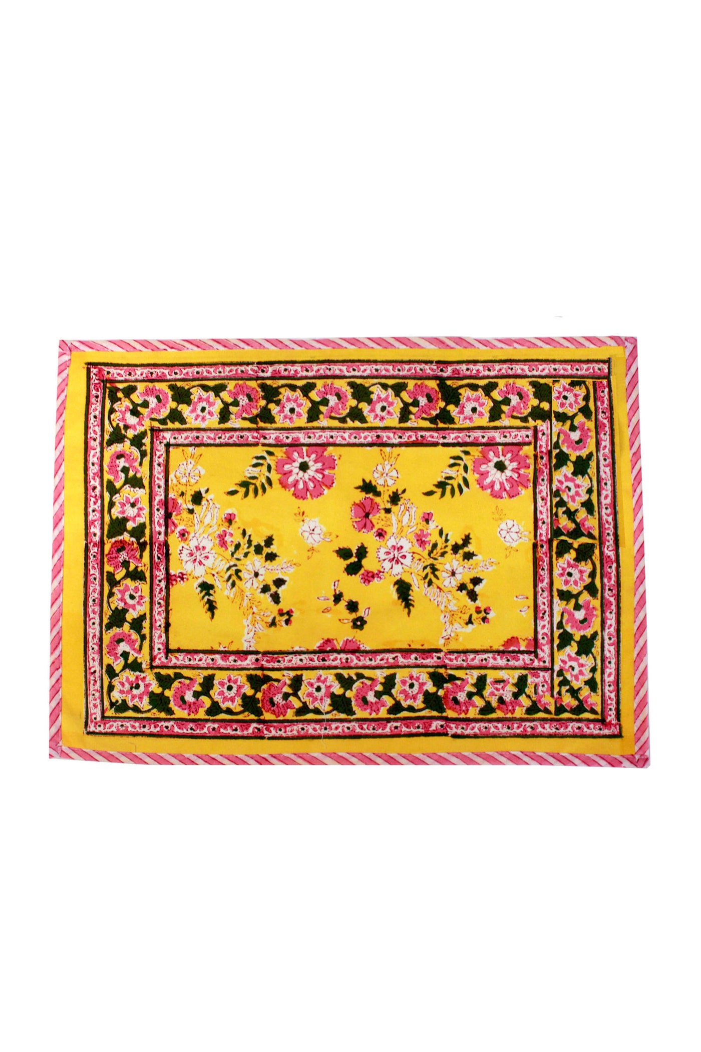 Flower Buti Hand Block Print Placemats in Solar Yellow