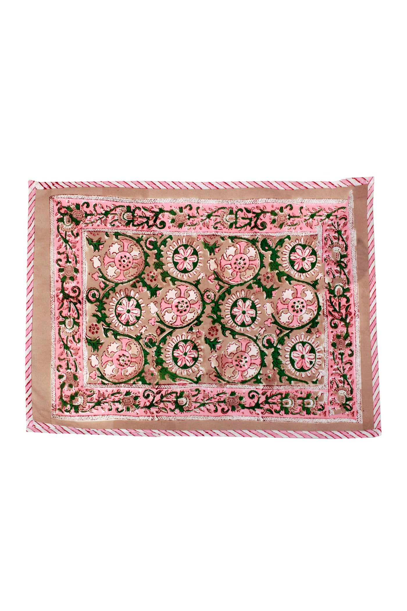 Gud Jaal Hand Block Print Placemats in Cameo Rose