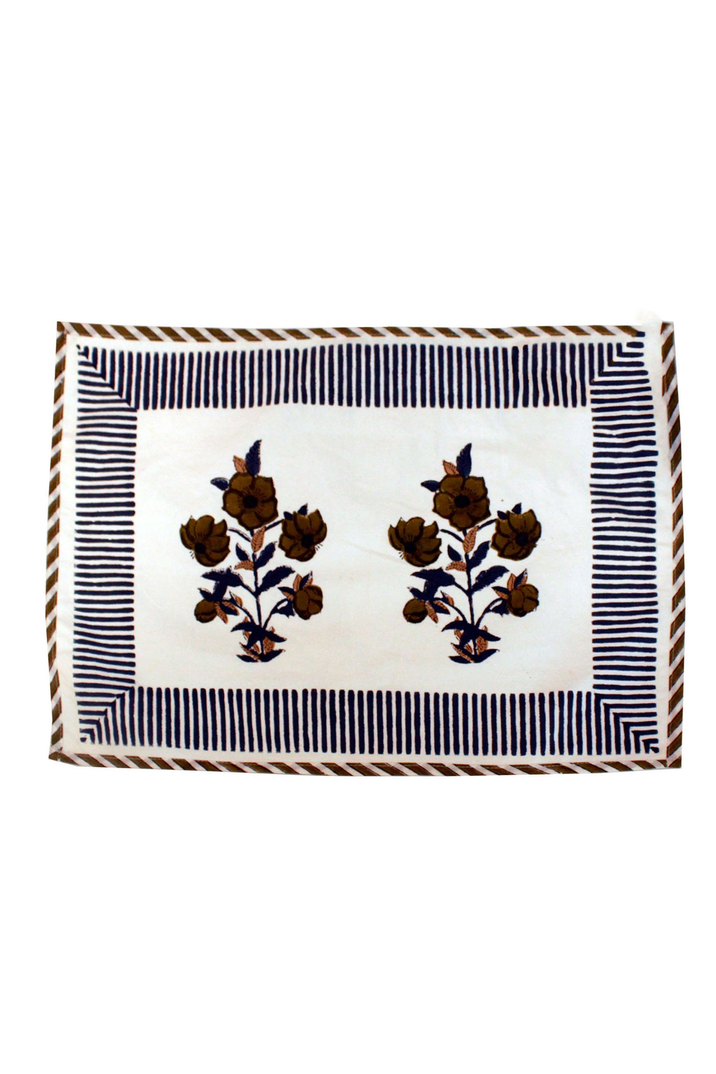 Mughal Buta Hand Block Print Placemats in Olive Green