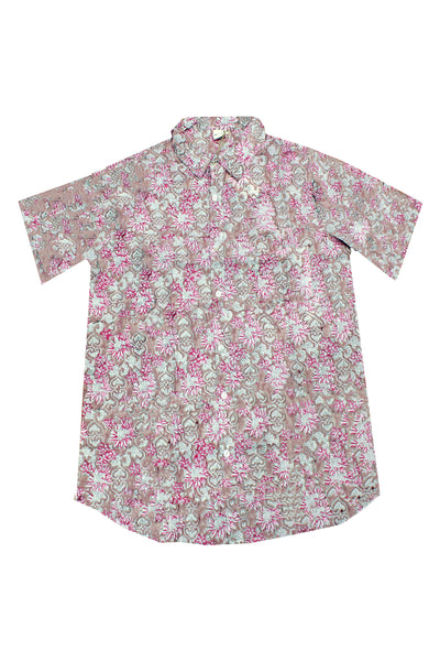 Men Flower Jaal Block Printed Shirt in Pink