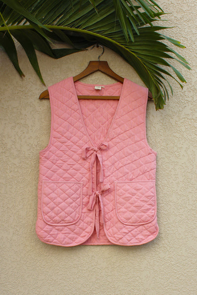 Cotton Quilted Plain Dye Jacket in Blossom Pink