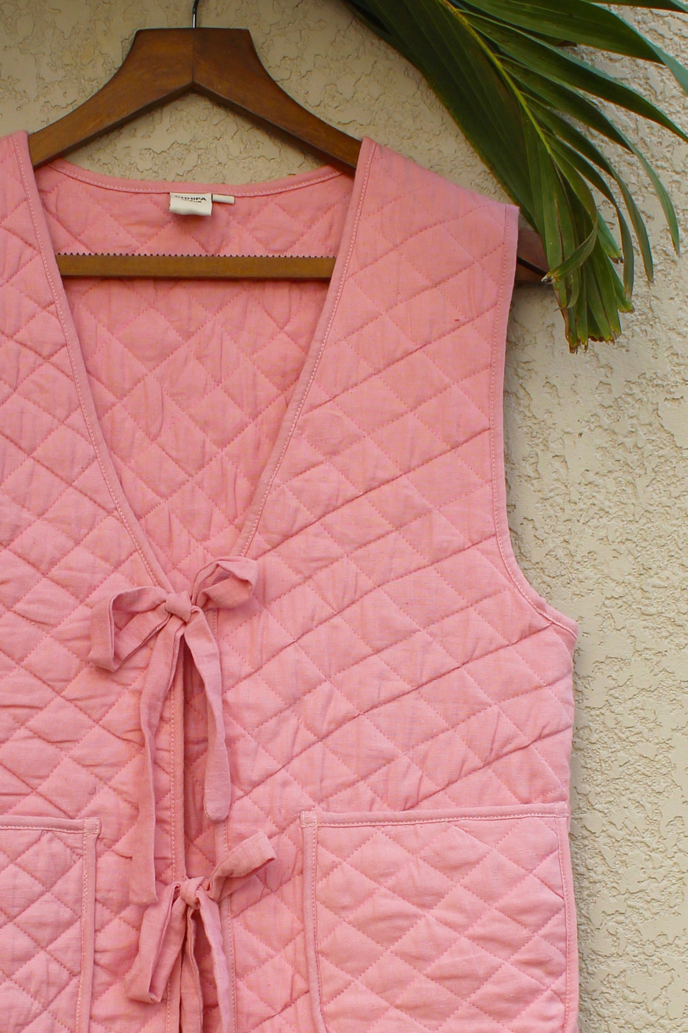Cotton Quilted Plain Dye Jacket in Blossom Pink