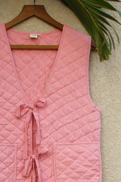 Cotton Quilted Plain Dye Jacket in Blossom Pink