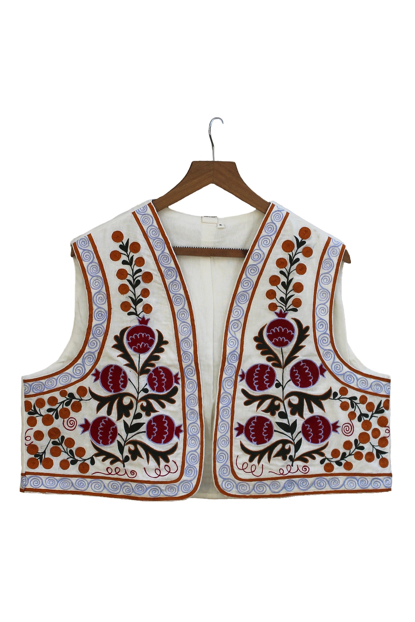Cotton Embroidered Jacket in Maroon and Mustard