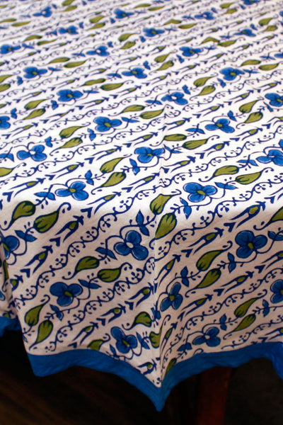 Round Table Cover Border Print in Blue