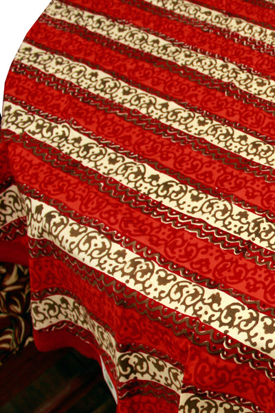 Round Table Cover Anokha Border Print in Red