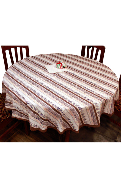 Round Table Cover Roaster Border Print in Brown