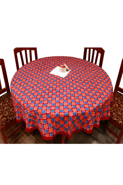 Round Table Cover Chokdi Print in Red