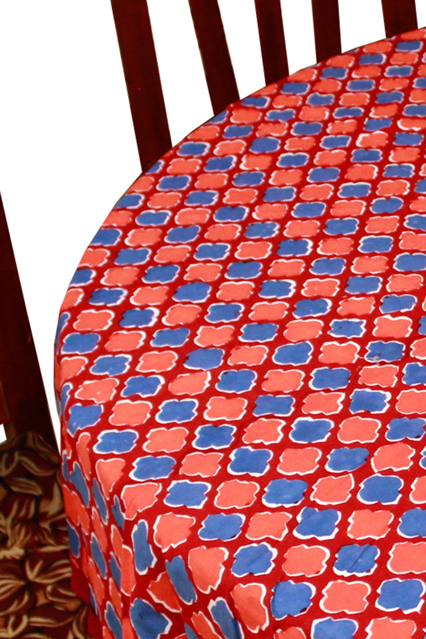 Round Table Cover Chokdi Print in Red