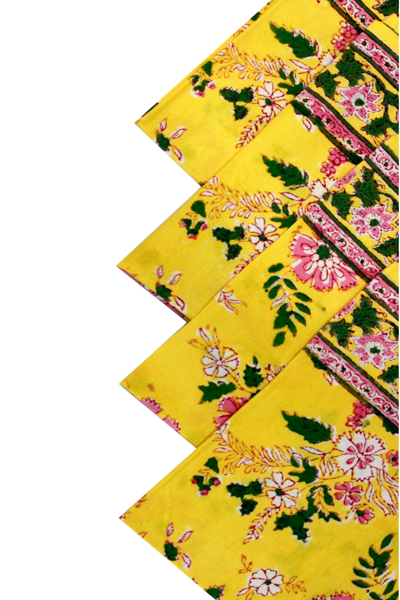 Flower Buti Hand Block Print Table Napkin in Solar Yellow