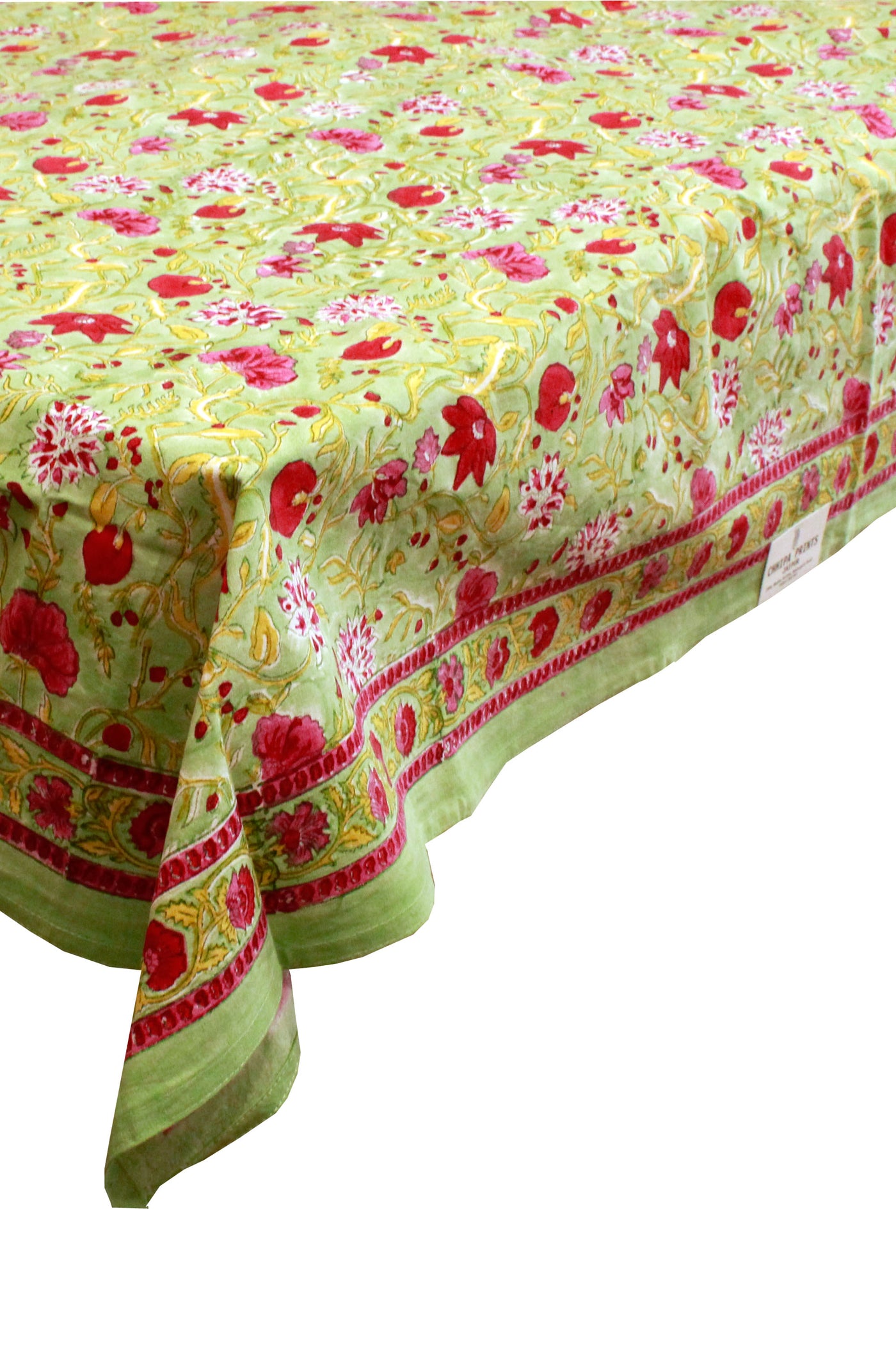 Rectangle Table Cover Floral Jaal Print in Forest Green