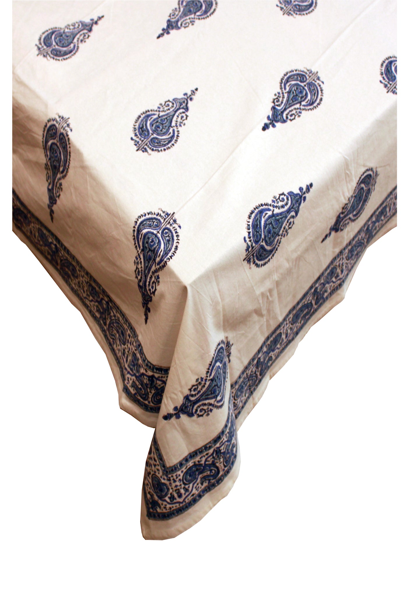 Square Table Cover Paisley Buta Print in Blue