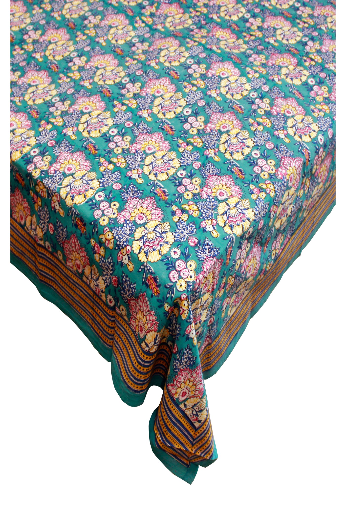 Square Table Cover Floral Print in Sea Green