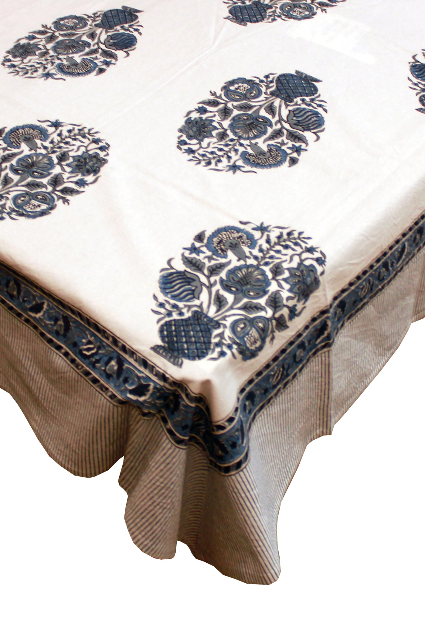 Rectangle Table Cover Mughal Buta Print in Blue