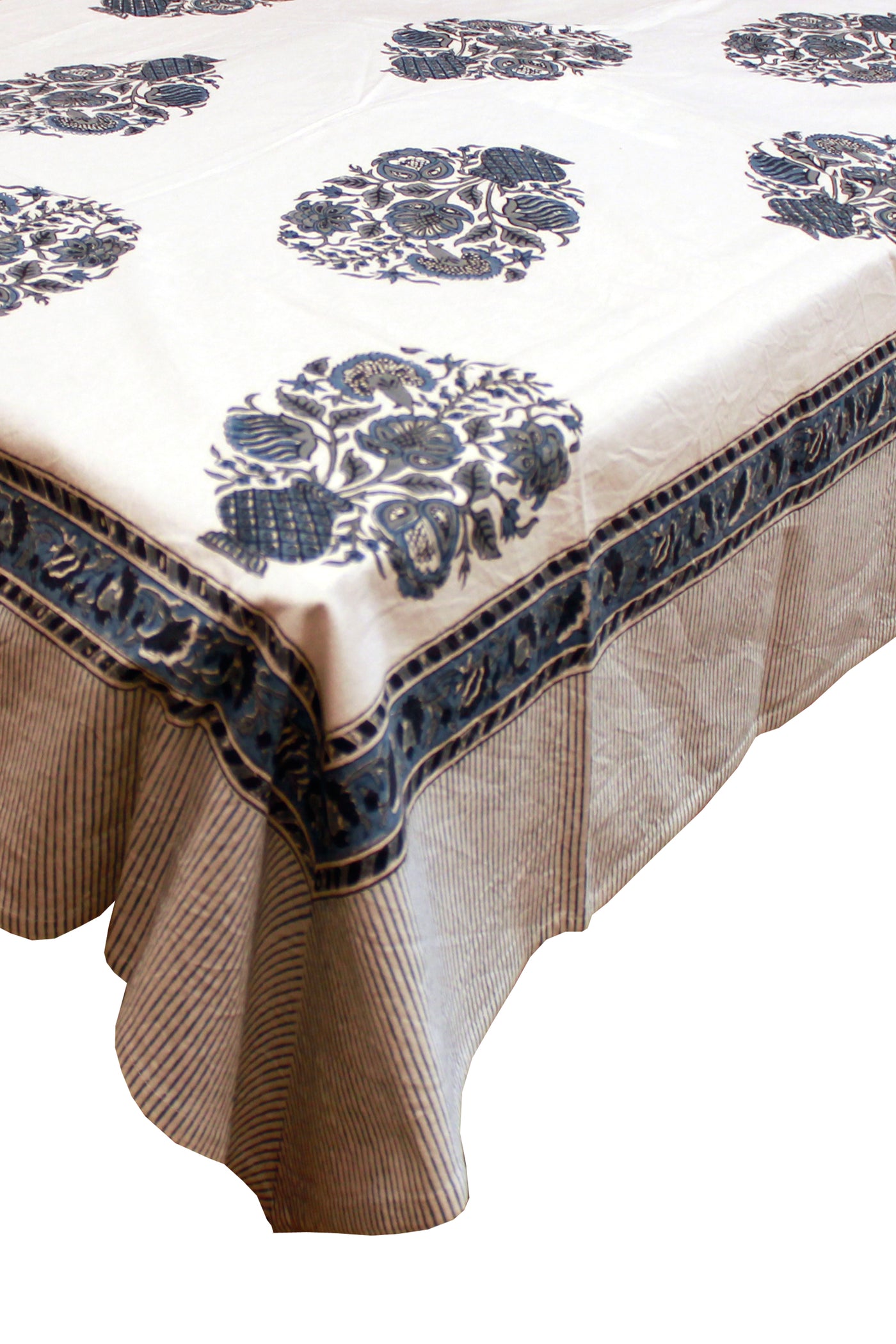 Rectangle Table Cover Mughal Buta Print in Blue