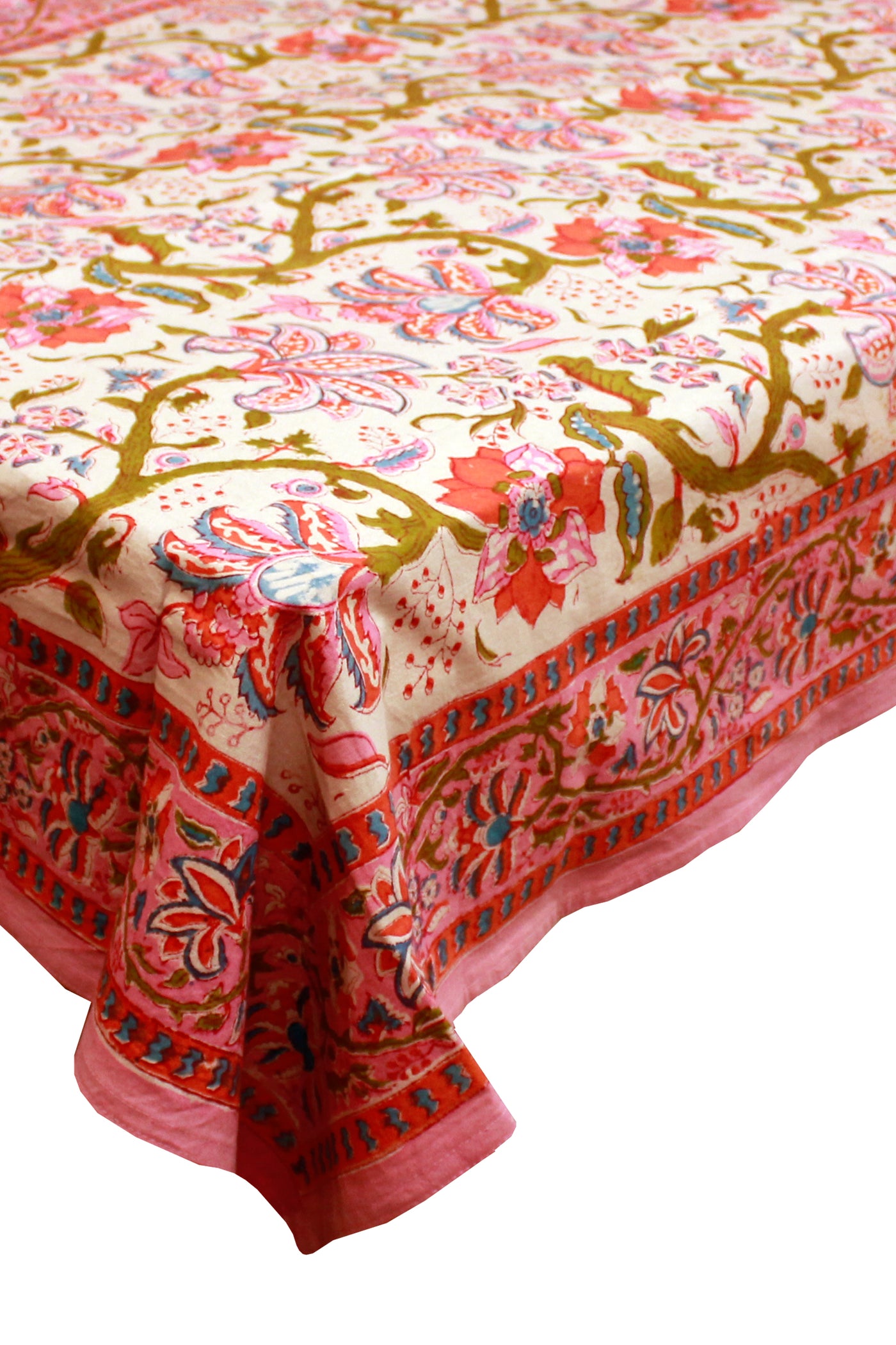 Rectangle Table Cover Flower Jaal Print in Blossom Pink