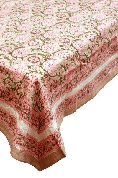 Rectangle Table Cover Gud Jaal Print in Cameo Rose