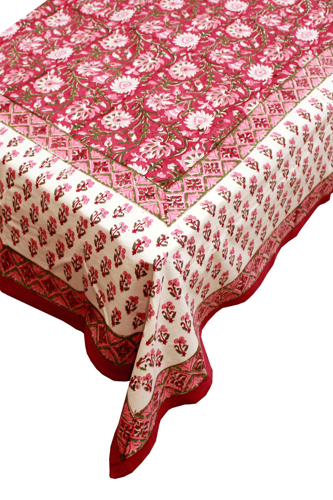 Rectangle Table Cover Mughal Flower Jaal Print in Red