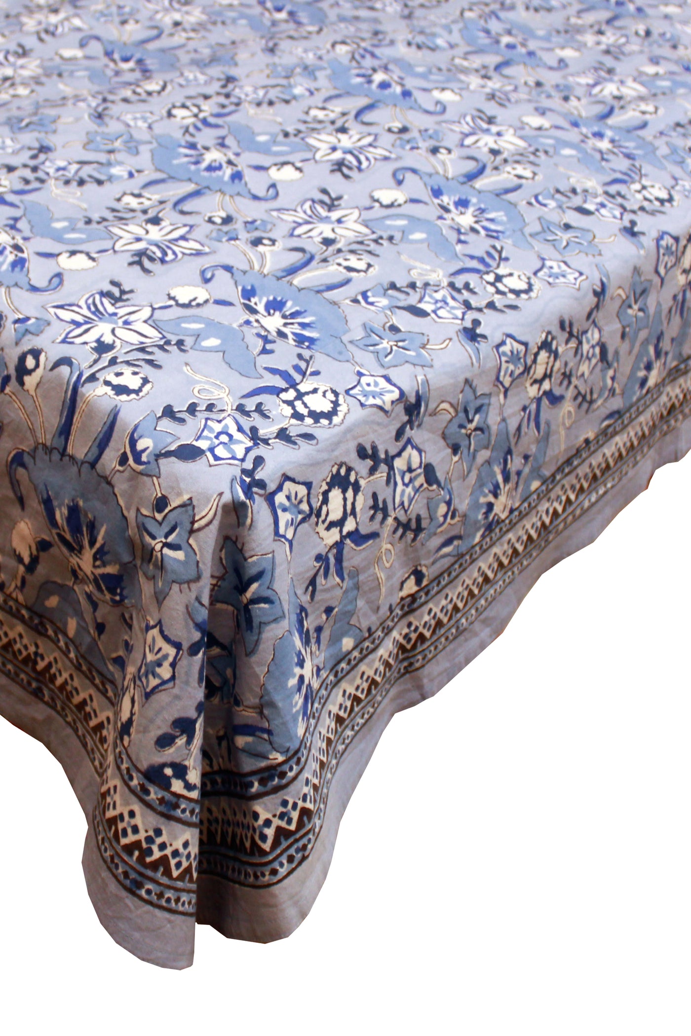 Rectangle Table Cover Flower jaal Print in Powder Blue
