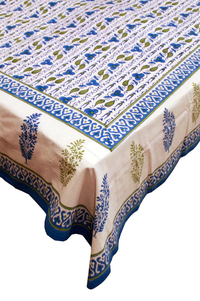Rectangle Table Cover Border Print in Blue