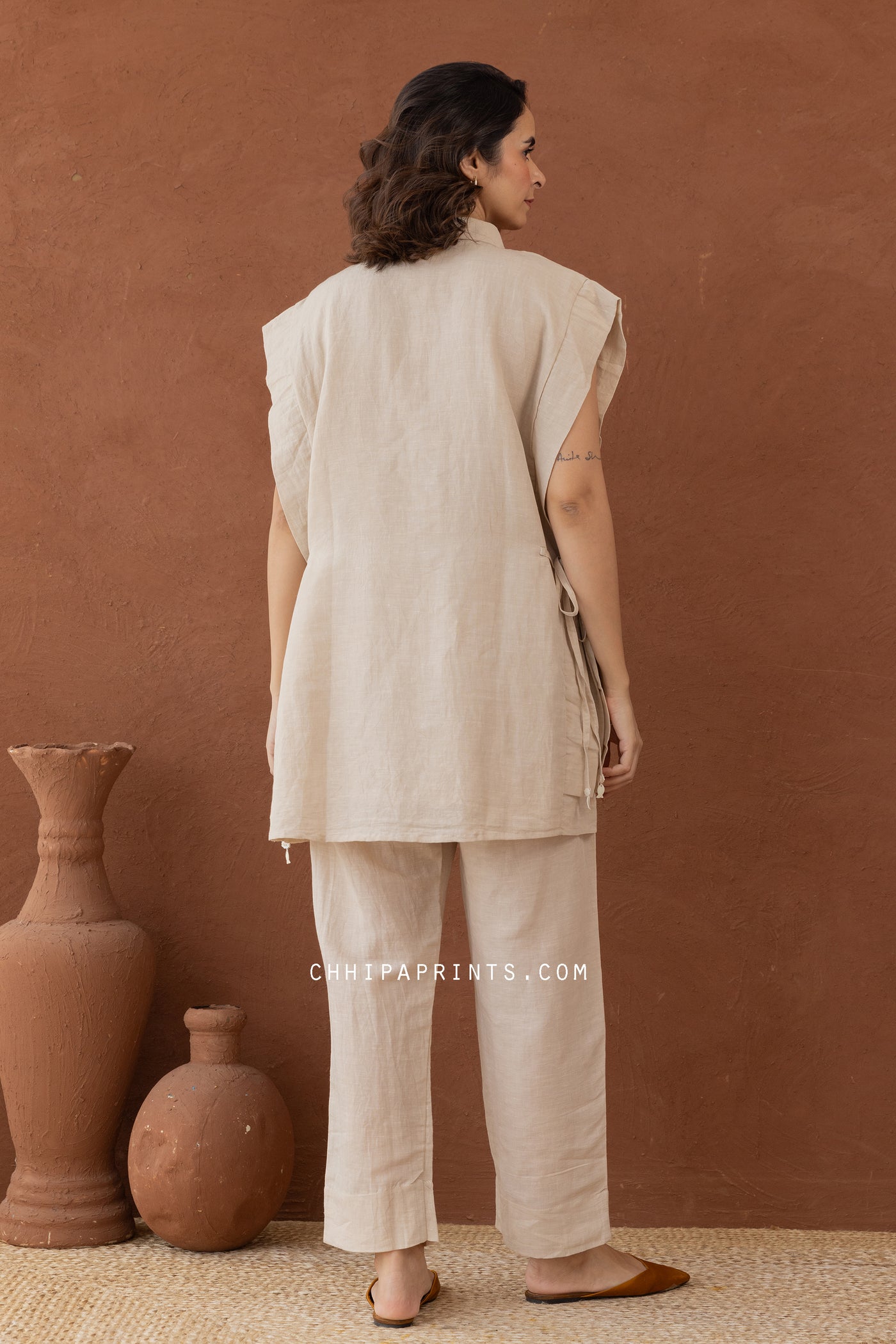 LINEN co ord set IN SOLID SHADE OF ecru