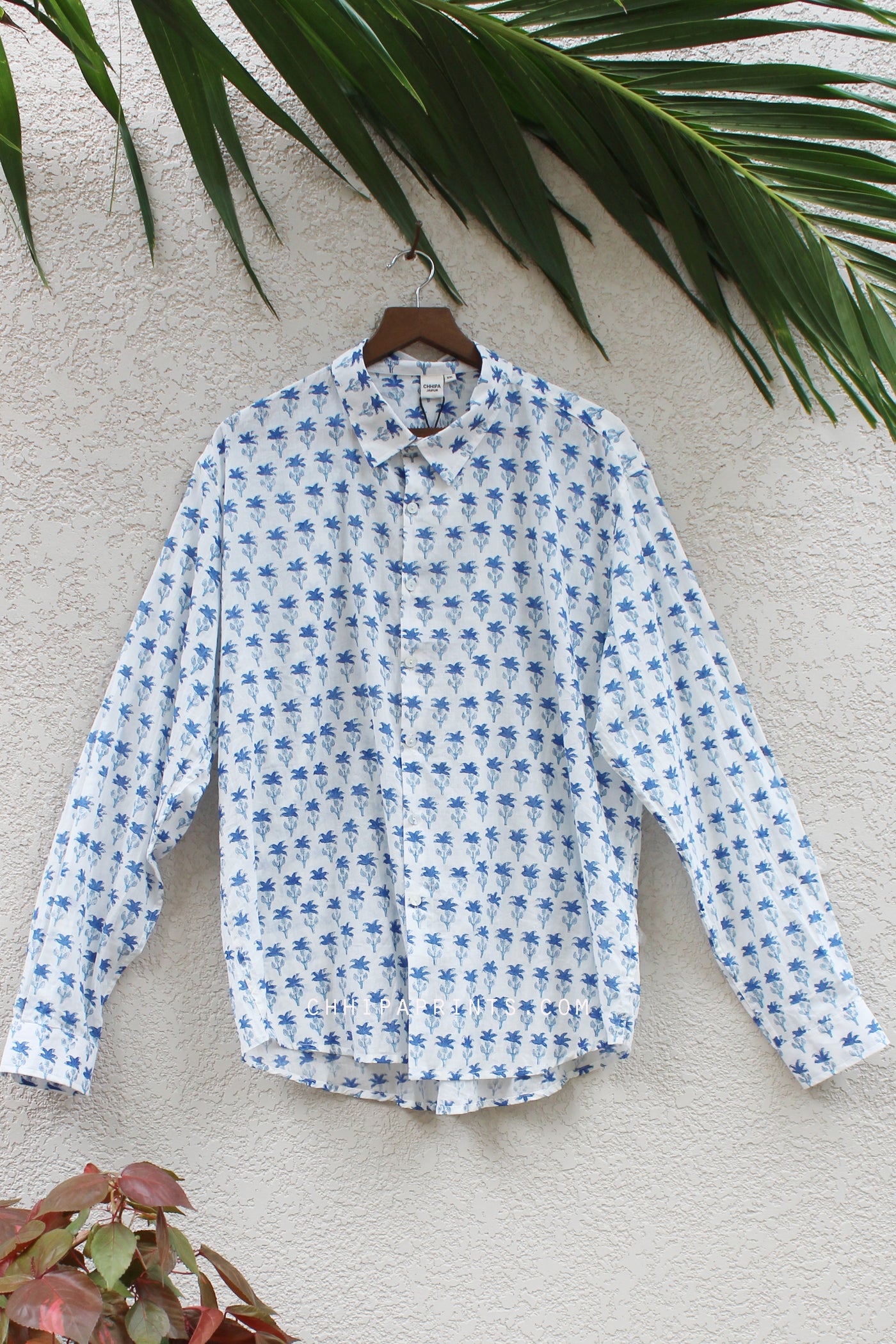 COTTON LONG SLEEVES MEN'S SHIRT IN SHADES OF BLUE & WHITE