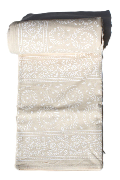 Cotton Block Print Bedsheet in Light Beige