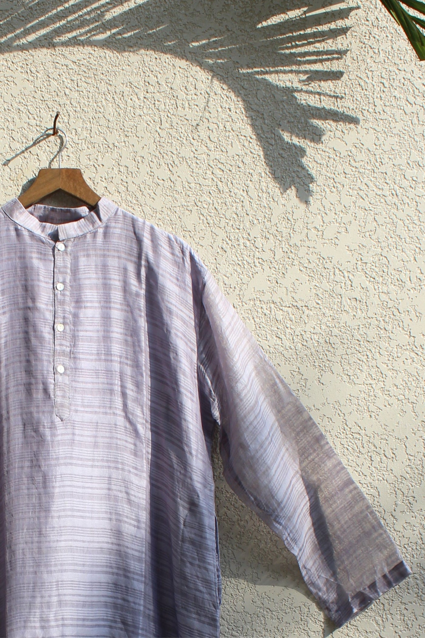 CHANDERI SILK MEN KURTA CHECKS PATTERN IN PURPLE HAZE