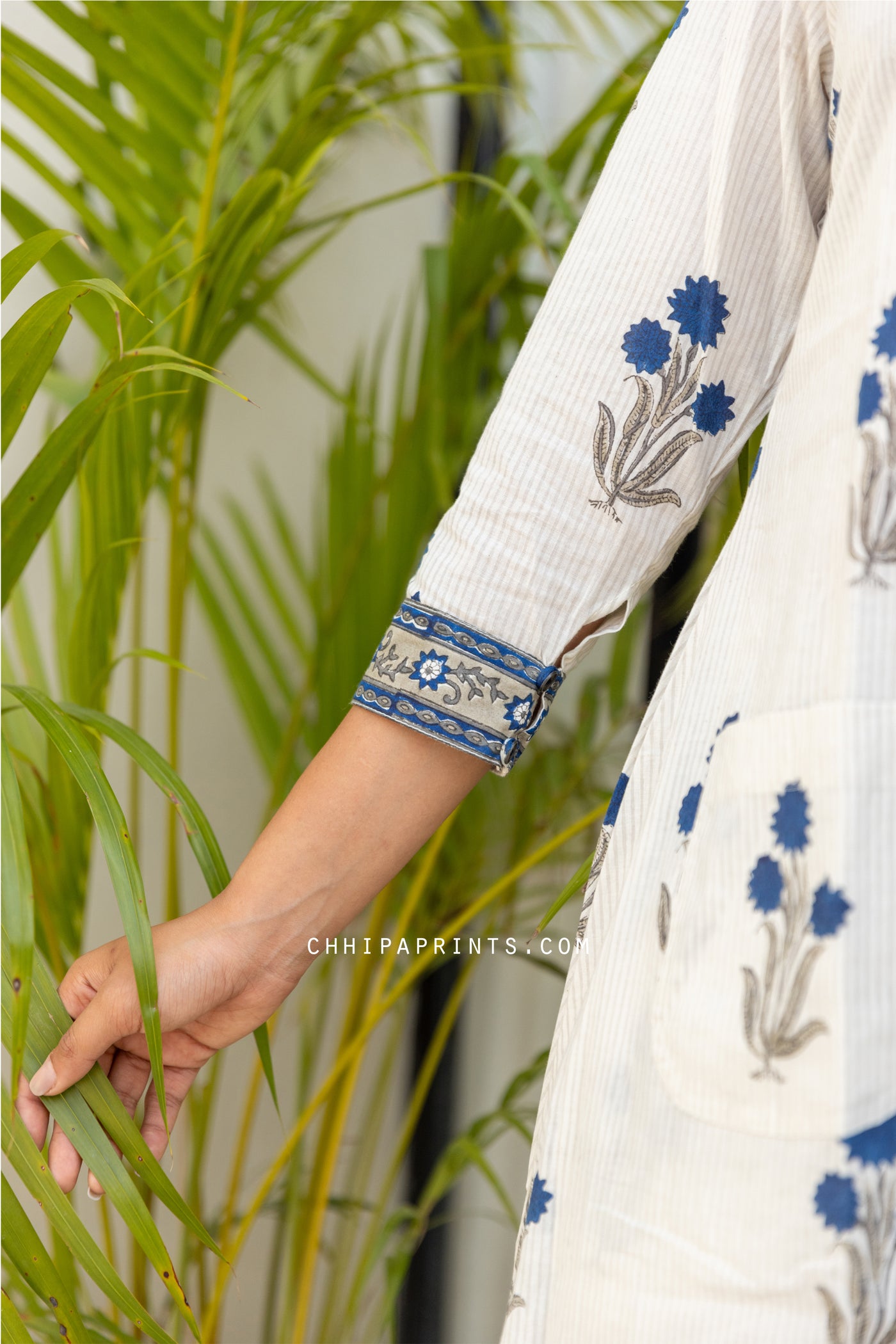 Cotton Mughal Boota Kurta & Palazzo Co Ord Set in Blue