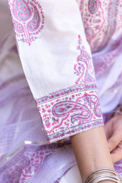 Cotton Paisley Buta Suit Set in Pink (Set of 3)