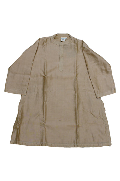 Chanderi Silk Plain Dye Boys Kurta in Beige