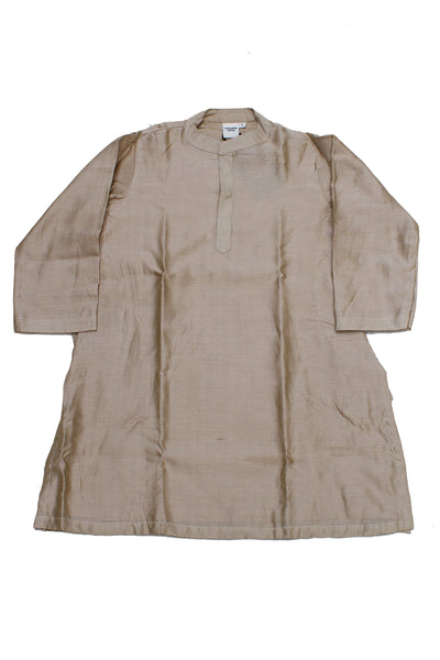 Chanderi Silk Plain Dye Boys Kurta in Beige