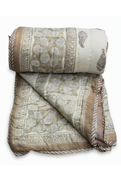 Quilt Paisely Hand Block Print in Beige