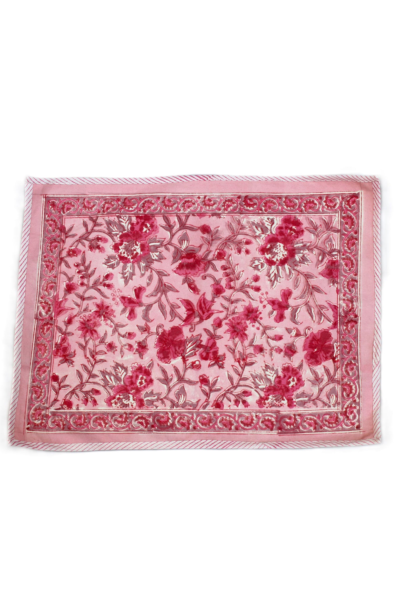 COTTON FLOWER JAAL BLOCK PRINT PLACEMATS IN SHADES OF PINK