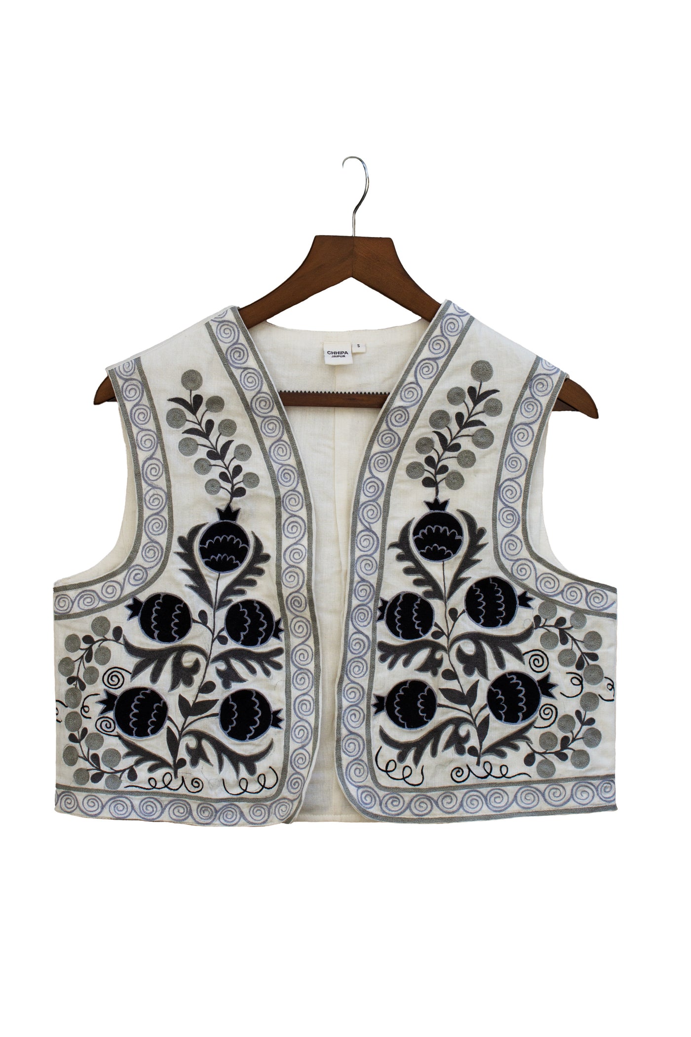 Cotton Embroidered Jacket in Shade of Black