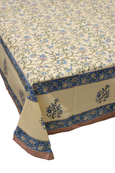 Square Table Cover Jaal Print In Cream