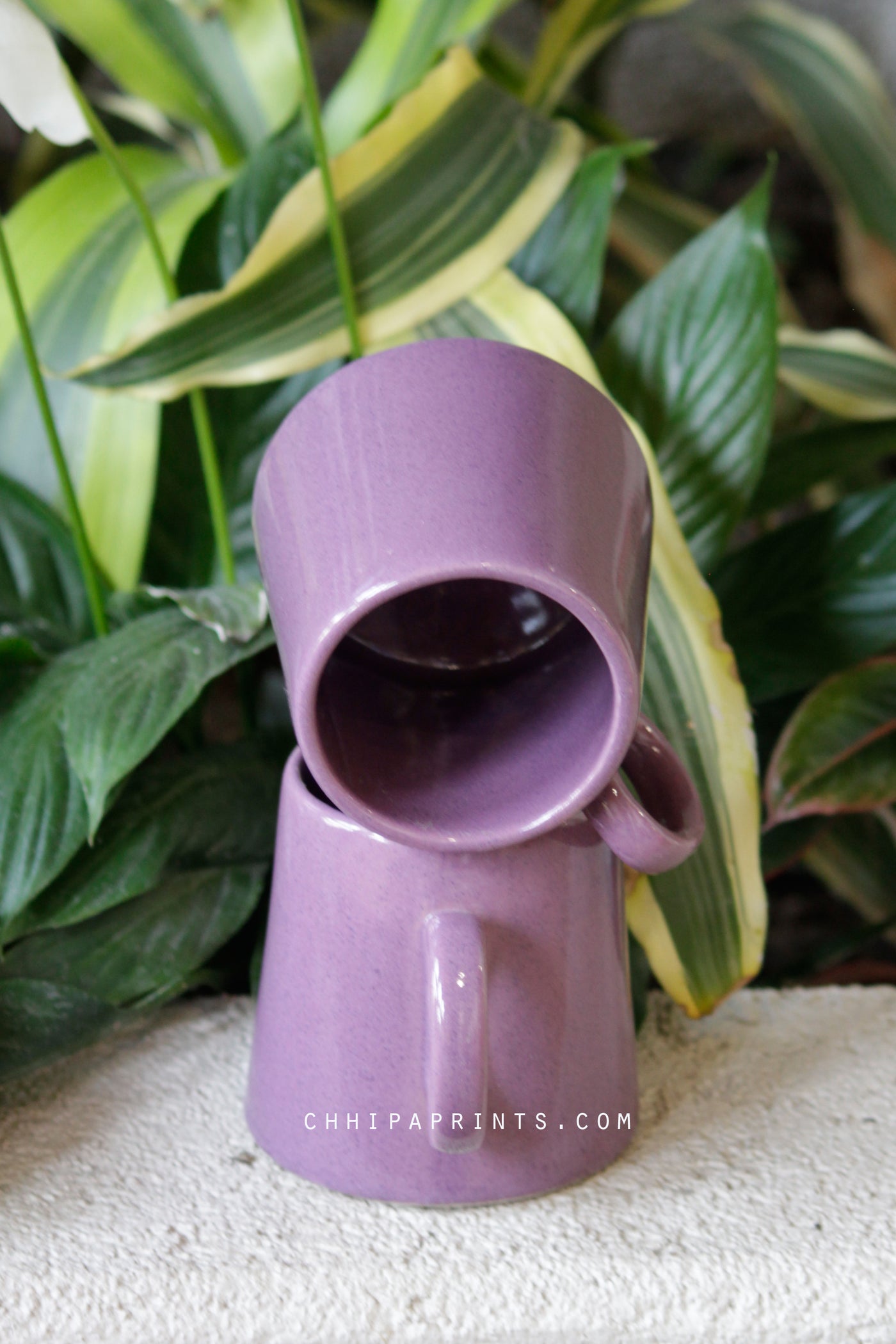 CERAMIC STONEWARE COFFEE MUG IN PURPLE