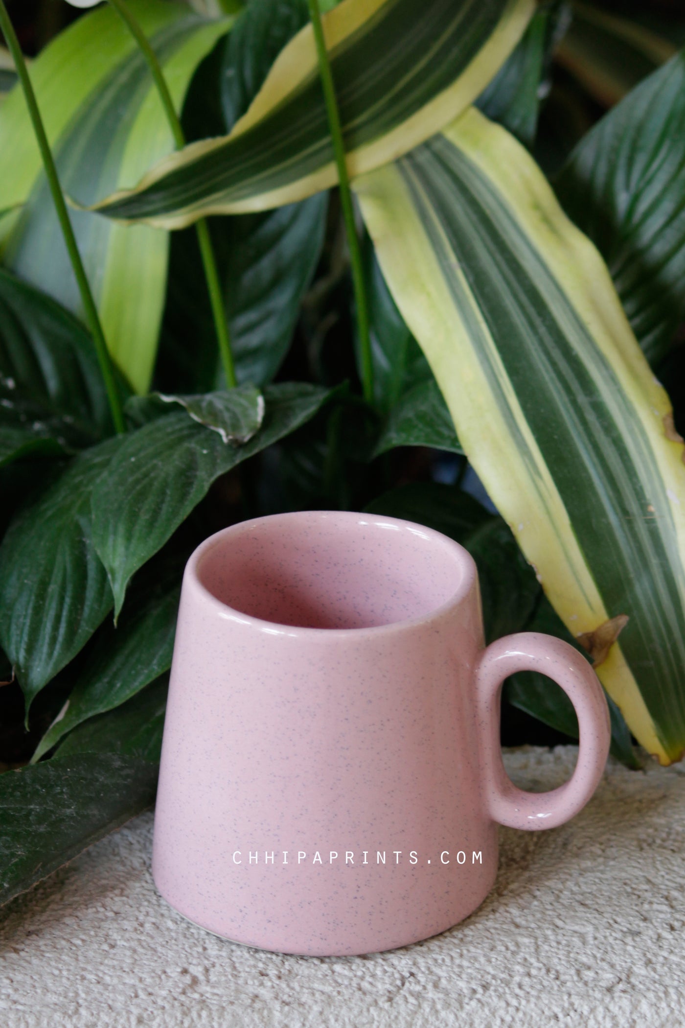 CERAMIC STONEWARE COFFEE MUG IN PINK