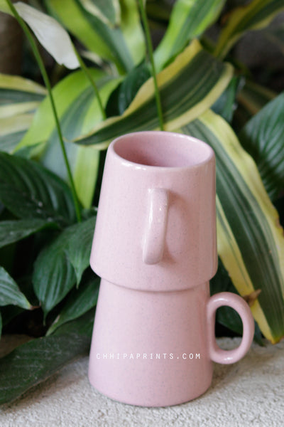 CERAMIC STONEWARE COFFEE MUG IN PINK