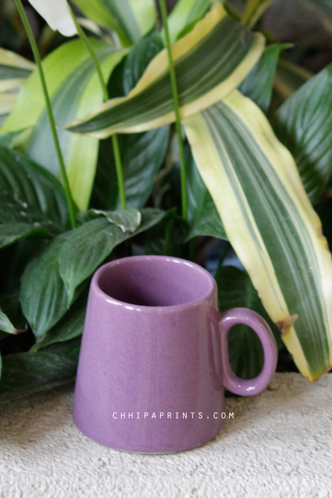 CERAMIC STONEWARE COFFEE MUG IN PURPLE