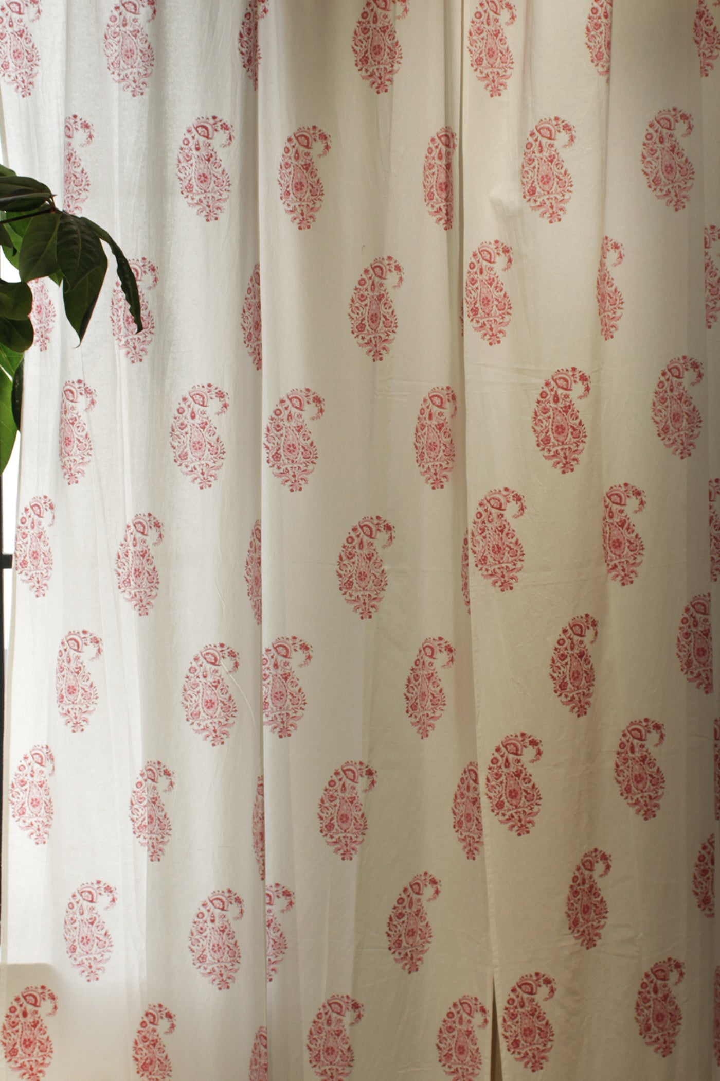 Cotton Paisely Block Print Curtain in Kashish Pink