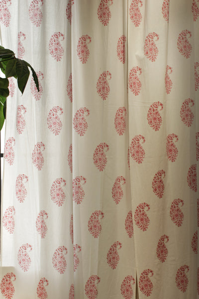 Cotton Paisely Block Print Curtain in Kashish Pink